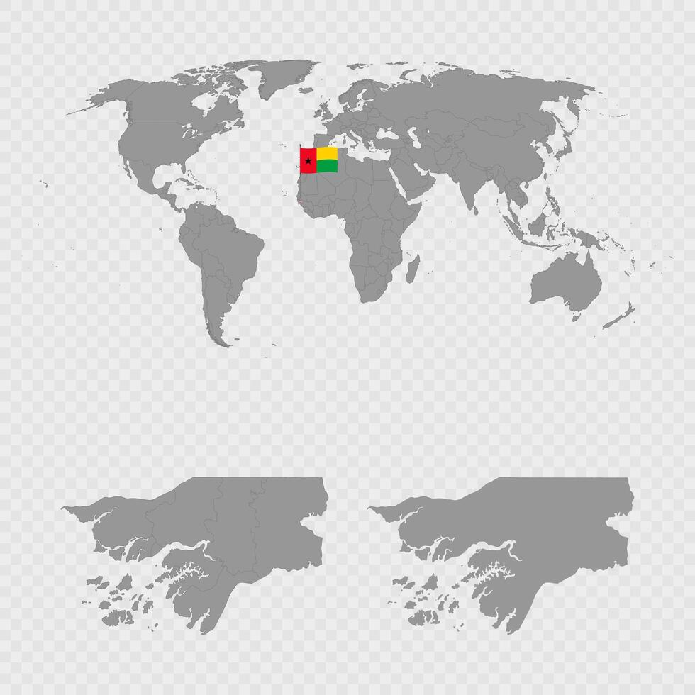 Guinea Bissau Map Set with World Location. vector