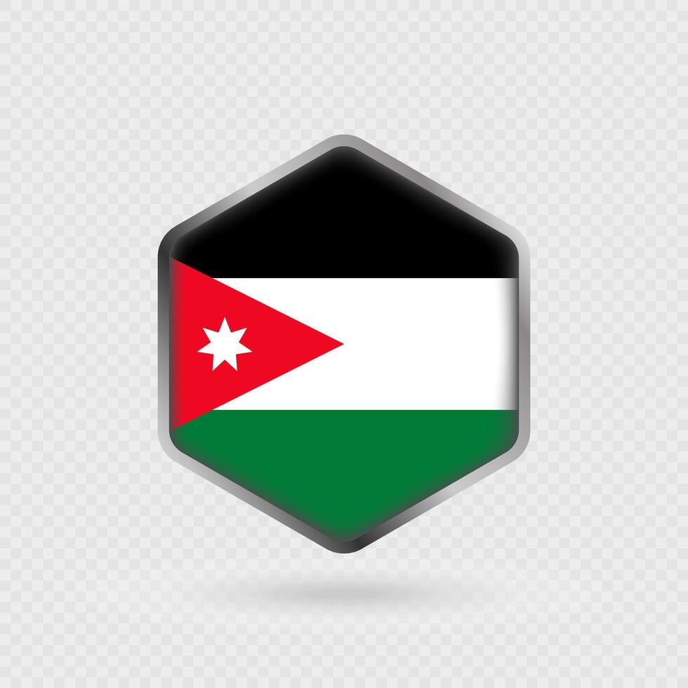 Jordan Flag Icon in Hexagon Shape. vector