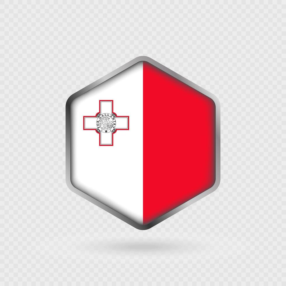 Malta Flag Icon in Hexagon Shape. vector