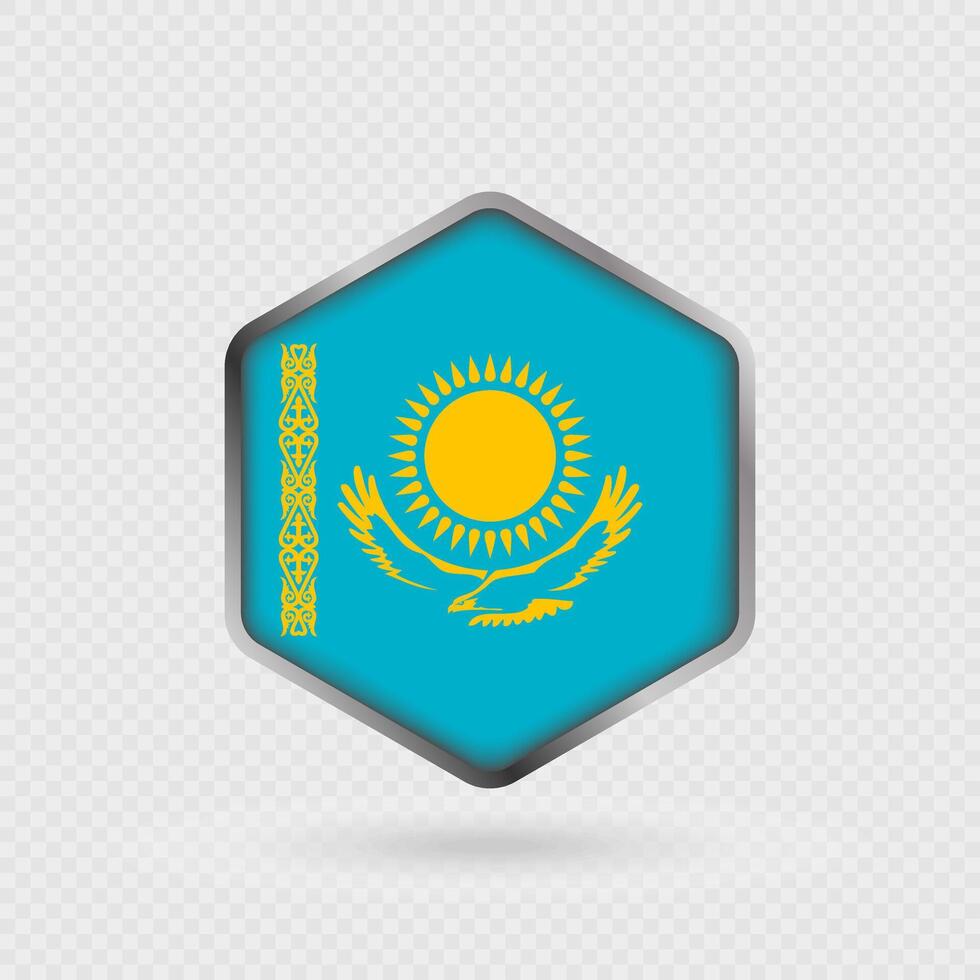Kazakhstan Flag Icon in Hexagon Shape. vector