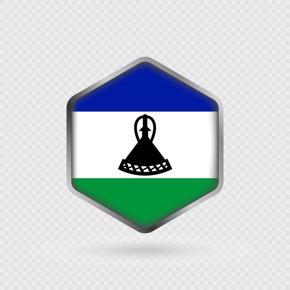 Lesotho Flag Icon in Hexagon Shape. vector