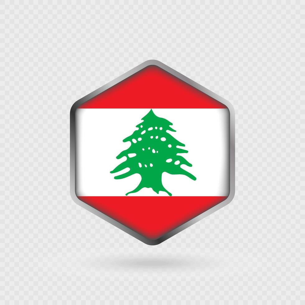 Lebanon Flag Icon in Hexagon Shape. vector