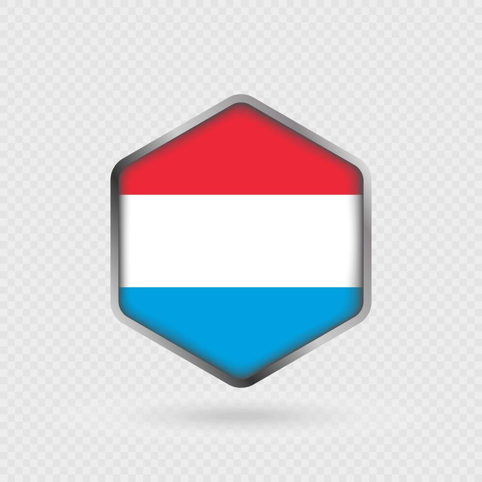 Luxembourg Flag Icon in Hexagon Shape. vector