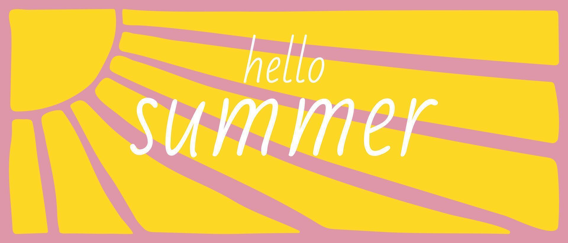 Summer horizontal bright background with abstract sun. vector