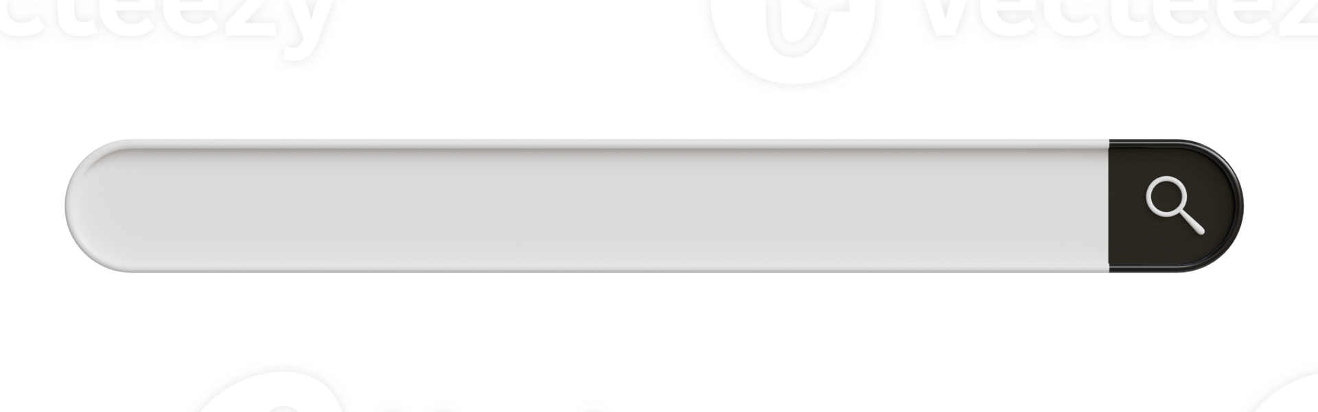 3d search bar with magnifying glass in minimal stroke white black style png