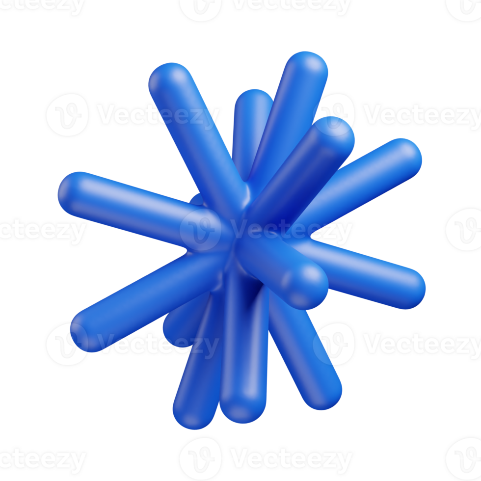 3d abstract object asterisk burst shape blue png
