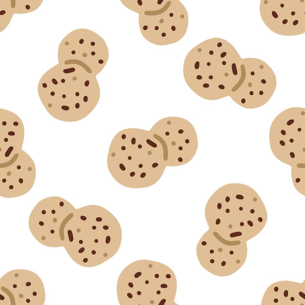 Seamless Chocolate Chip Cookie Pattern vector