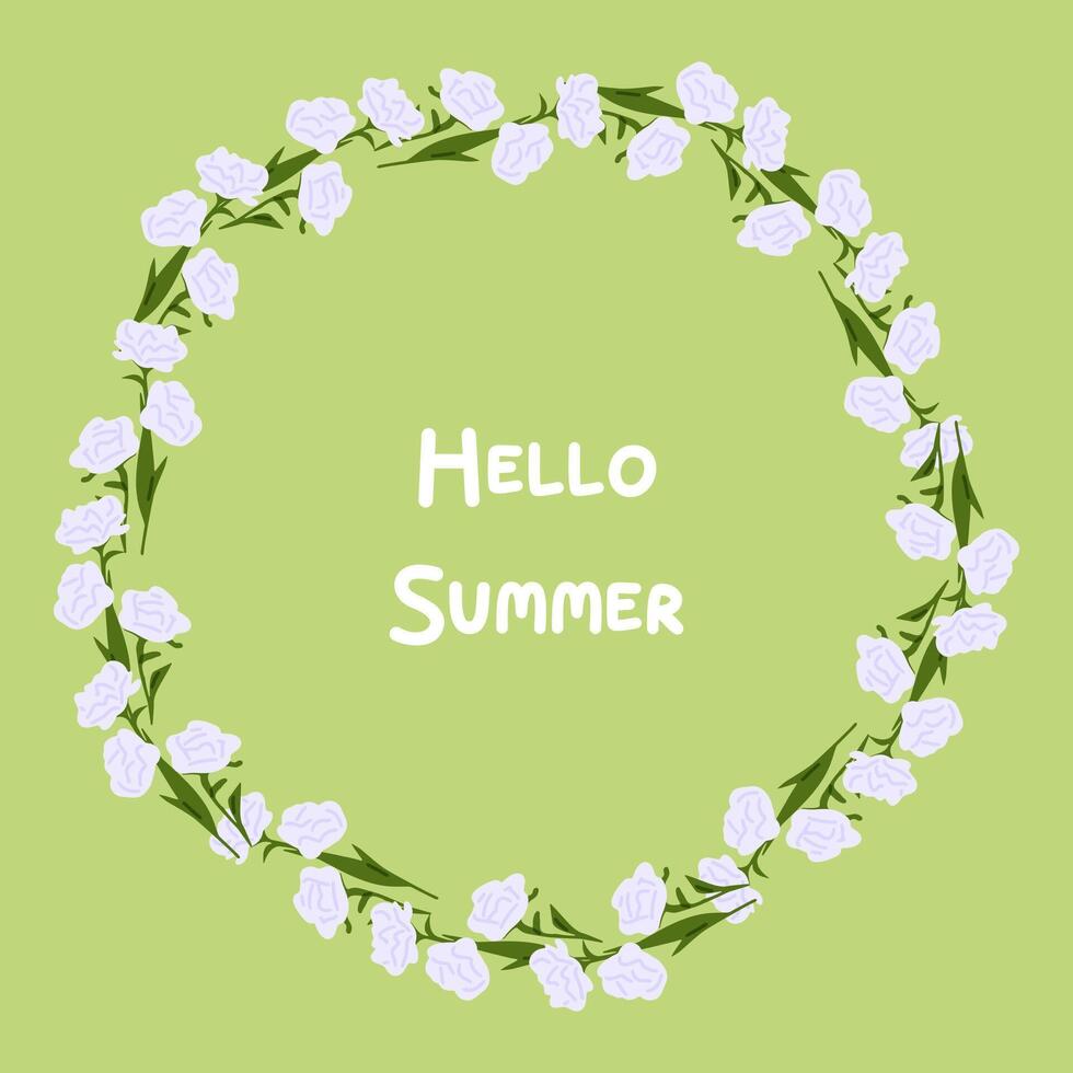 Floral Summer Wreath Green Background vector