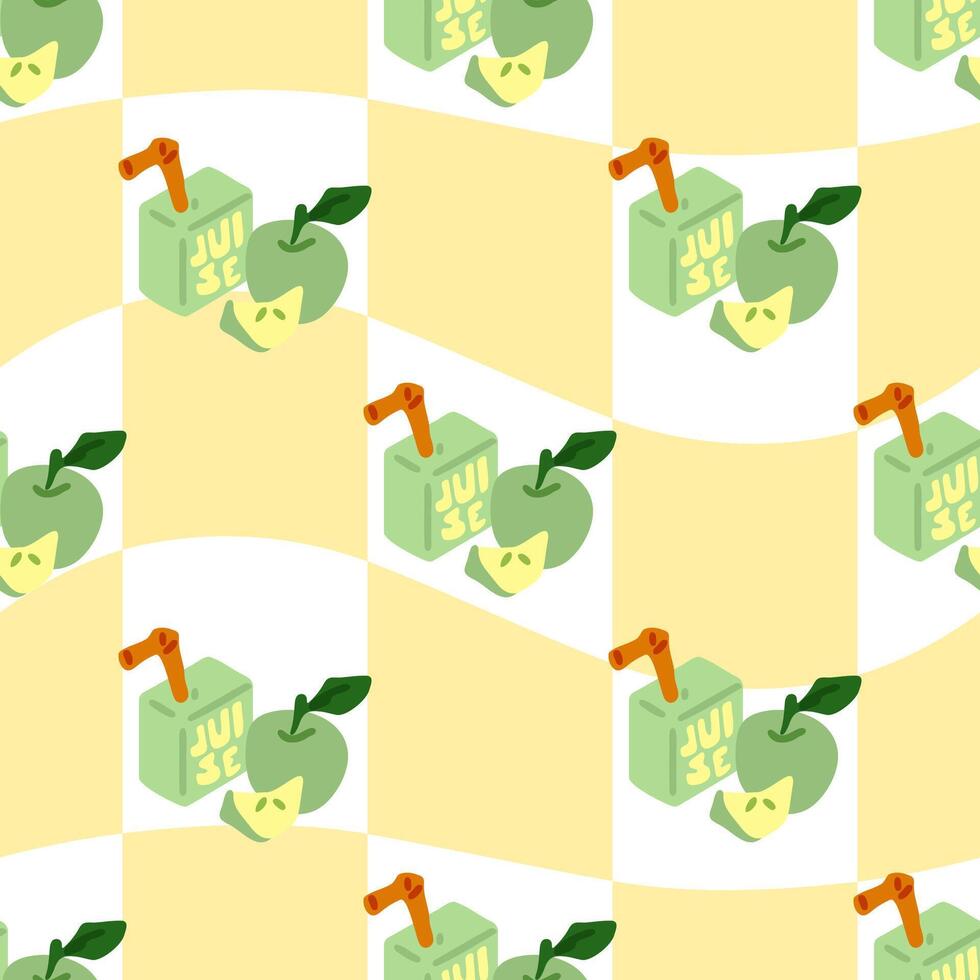 Green Apple Juice Pattern Design vector
