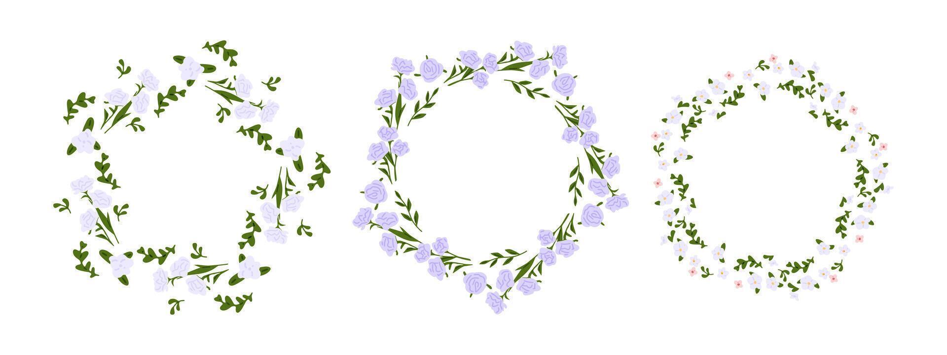 Floral Summer Wreath Frame Set vector