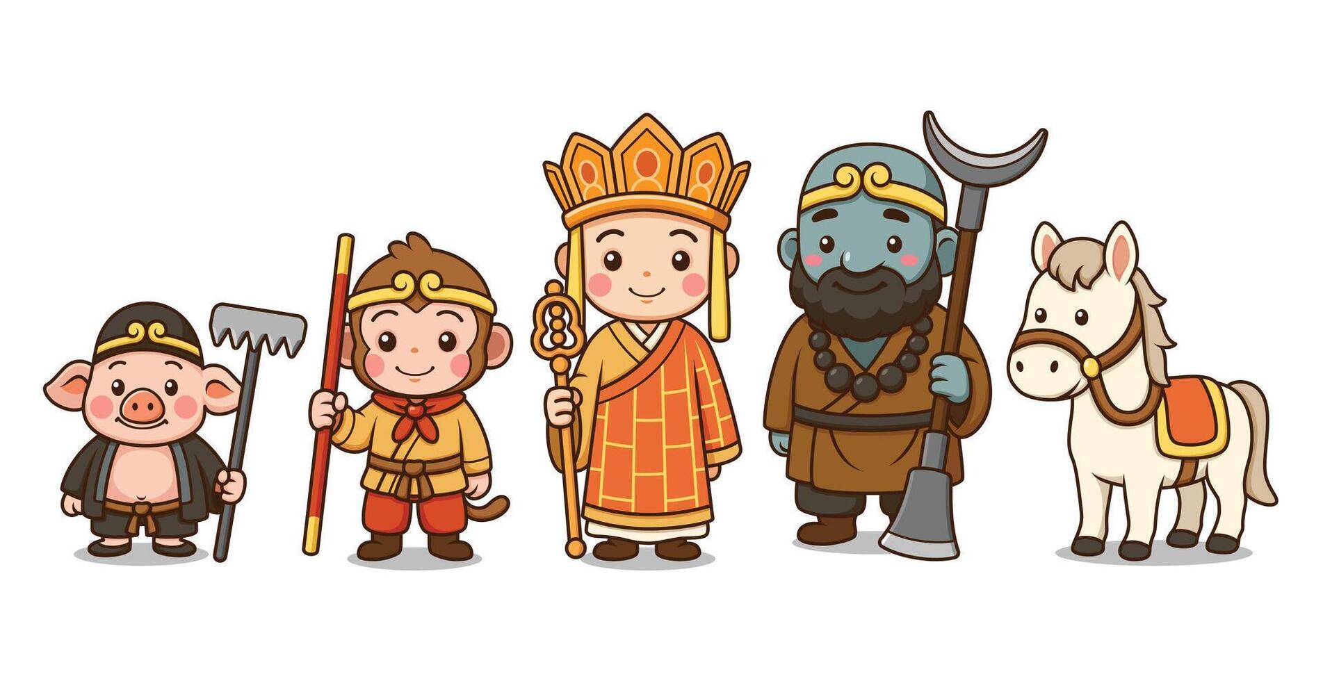 Journey To The West Cute Cartoon Character vector