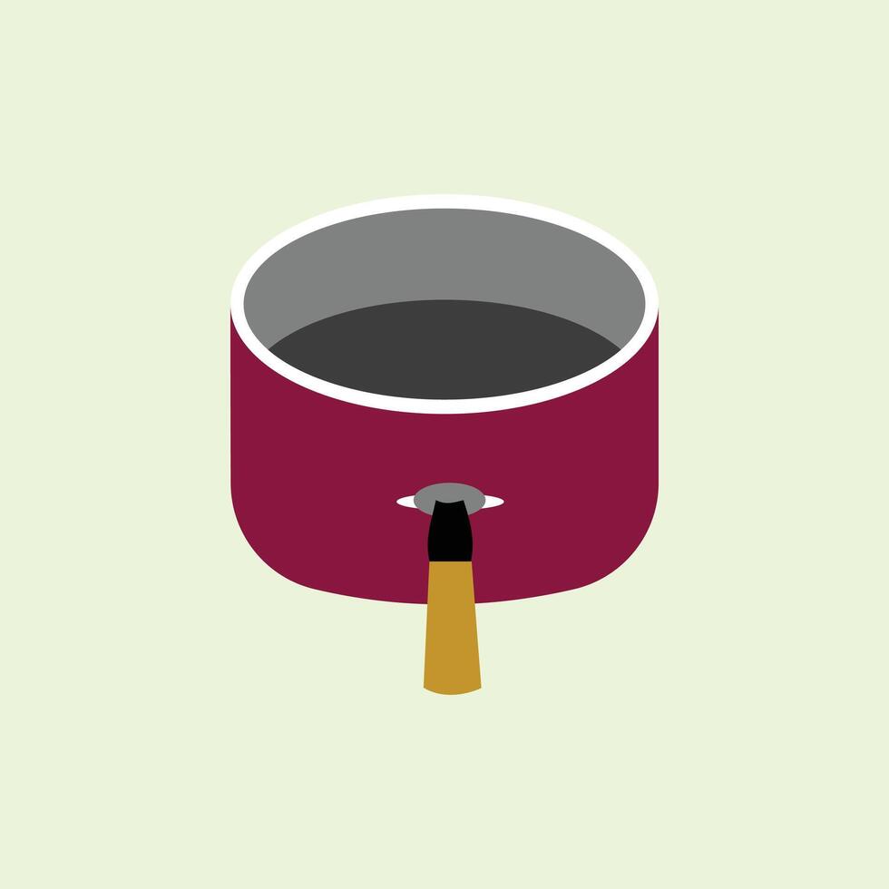 Saucepan icon in flat style. Kitchen utensil. red sauce cooking pan with non-stick teflon inside. design element illustration of kitchen utensils vector