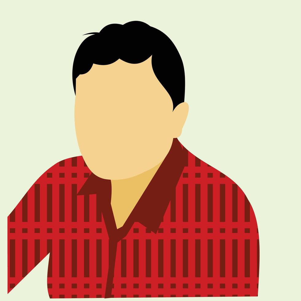Design illustration of a man in a red shirt on a light background. Avatar design ideas for the interface of an application or an account. Can also be used for a caricature vector