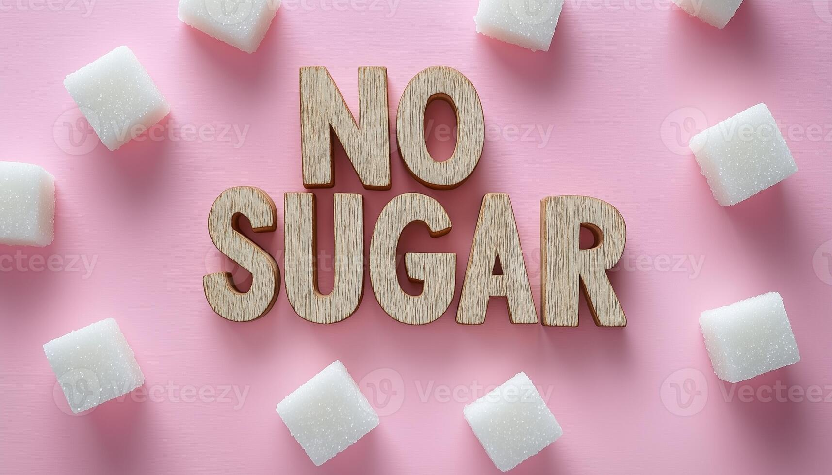 White sugar cubes pattern with wooden text in pink background photo