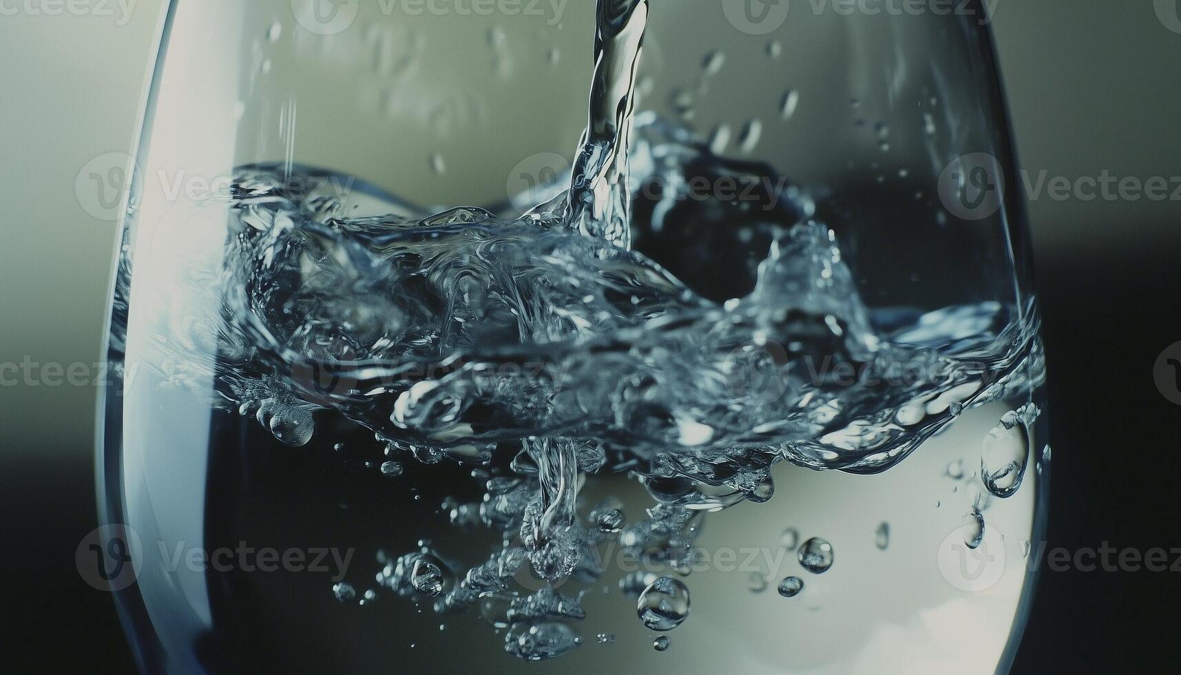 Fresh pouring water drink on transparent glass for hydration photo
