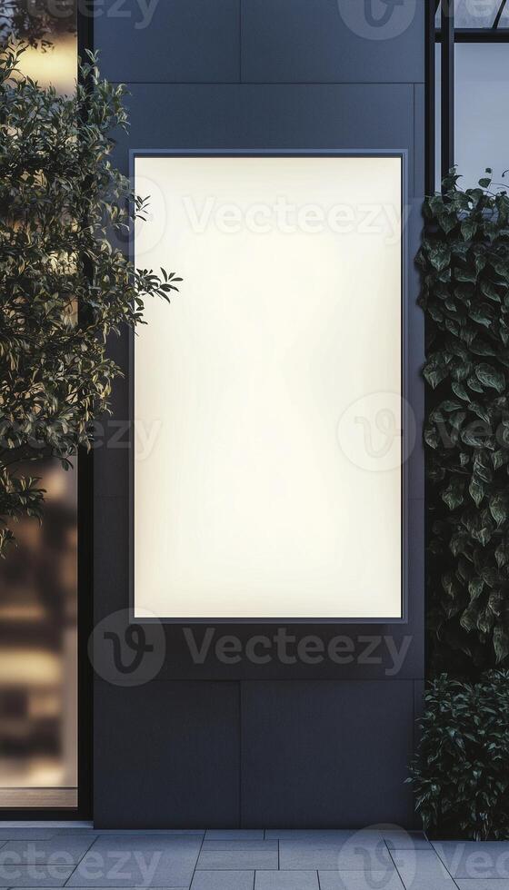 Store sign blank square board label name identity mockup on wall building photo