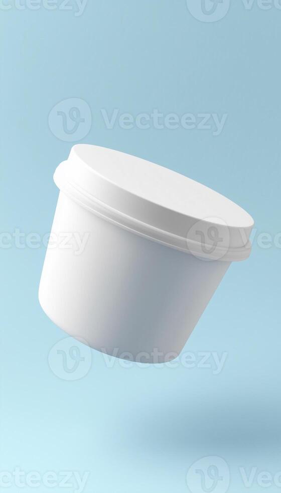 White matte packaging food cream jar mockup with smooth story background photo