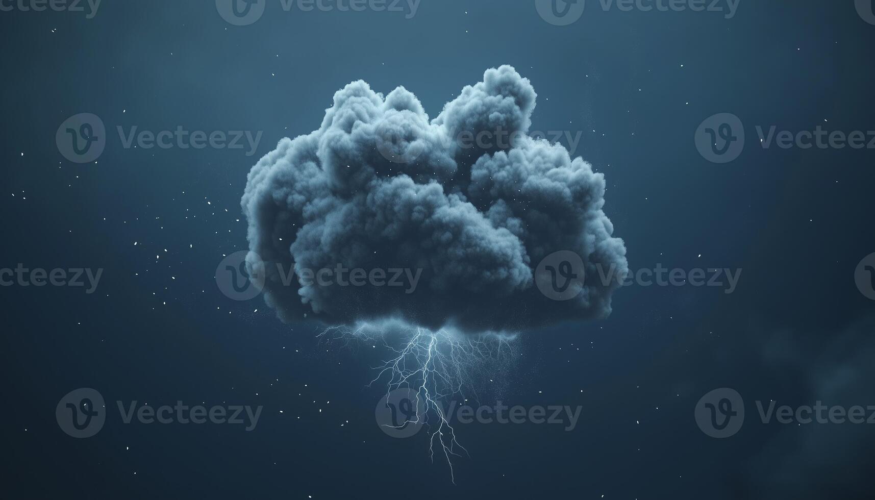 Dark cloud with lighting bolt splashing on darkness sky photo