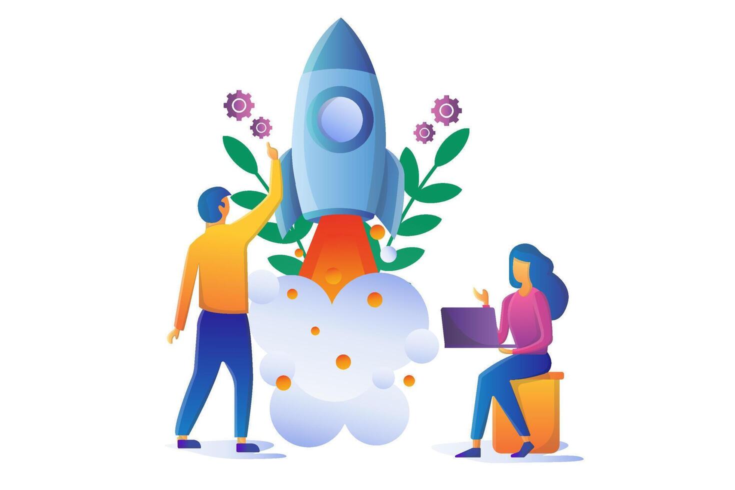 Startup Launch Concept - Modern Flat Illustration vector