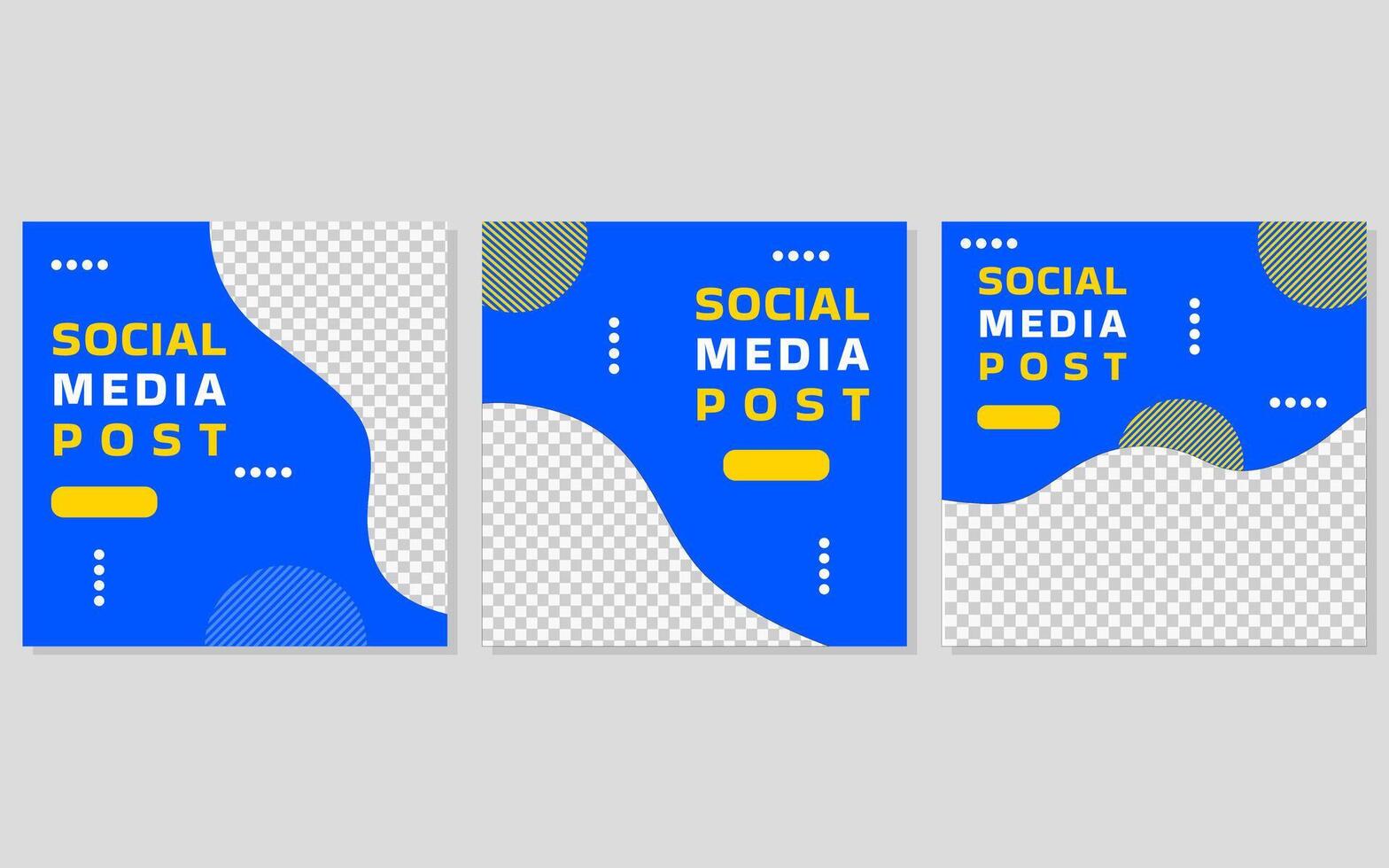 Social media post template with blue and yellow. vector