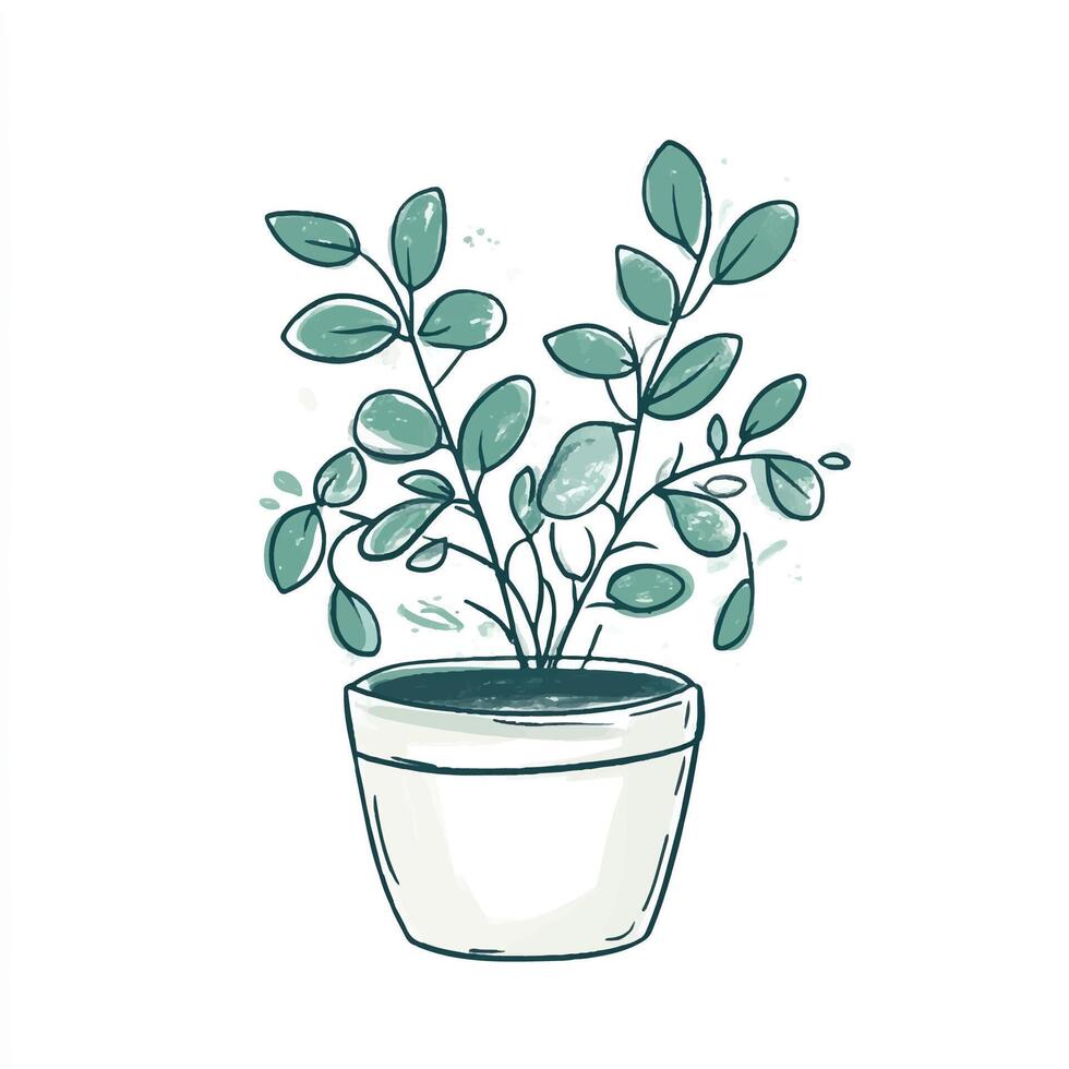 A drawing of a plant in a pot vector