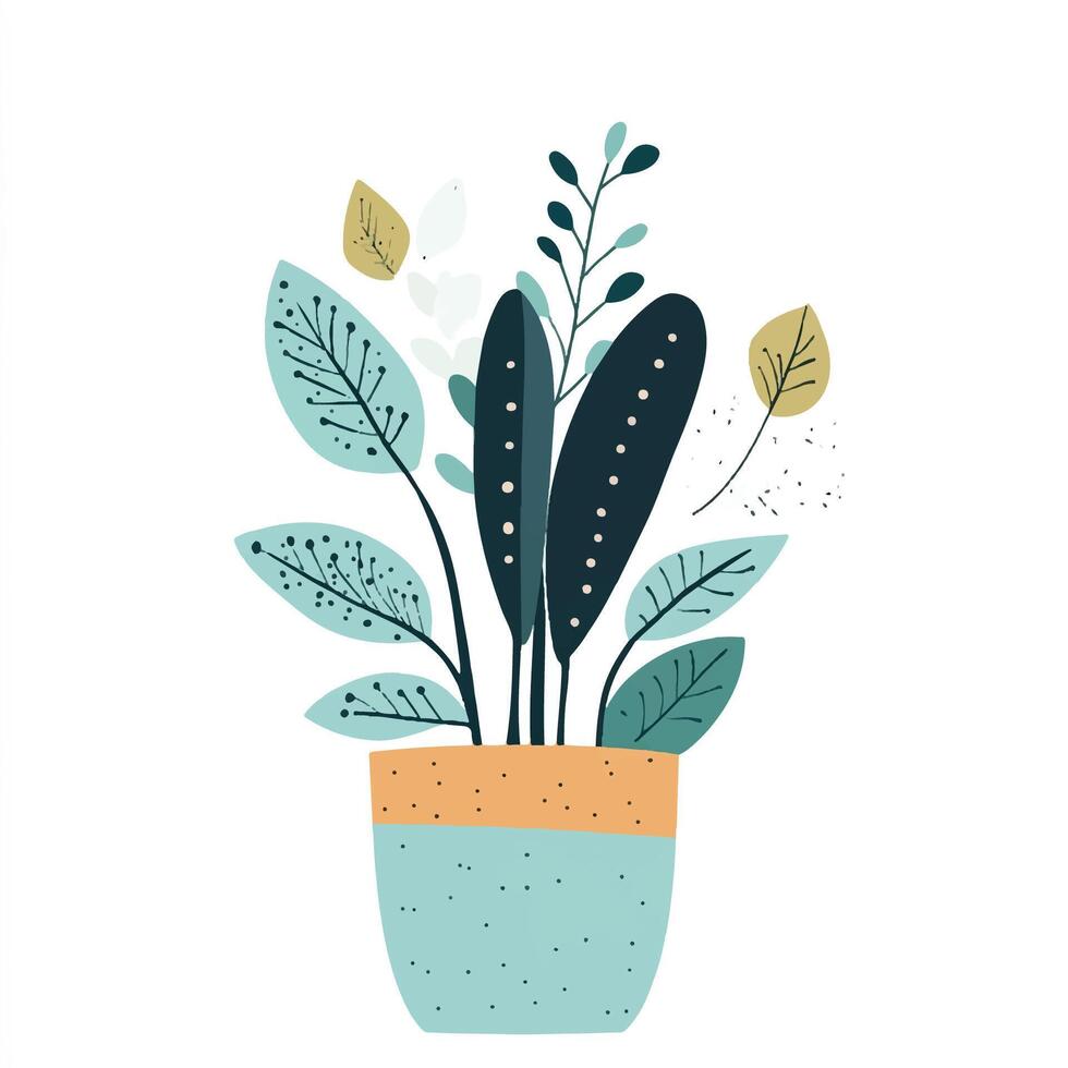A potted plant with leaves and leaves vector