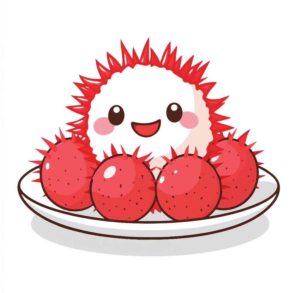 A plate with a red raspberries on it vector