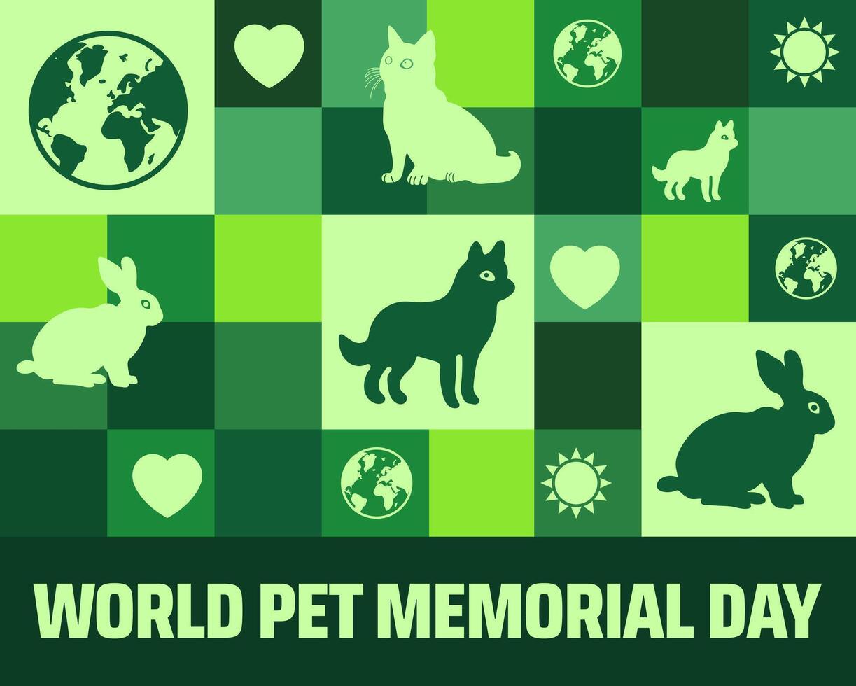 World pet memorial day Geometric shape pattern background banner or poster design template. observed every year in June. Holiday concept. Use to any Template, card, poster, placard, template. vector