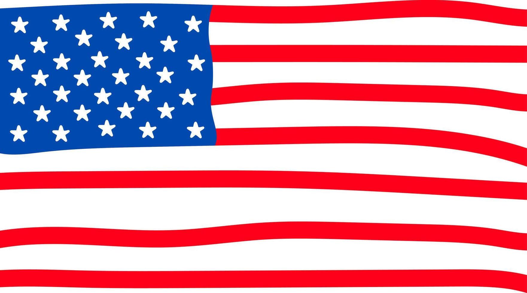 Wavy United States Flag Illustration. Hand-Drawn Style US Flag for Patriotic and Creative Designs. wavy USA flag Cartoon style illustration. vector