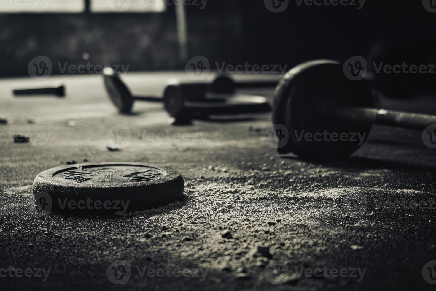 Workout equipment collecting dust in an abandoned gym highlighting the struggle with inactivity and fitness goals photo