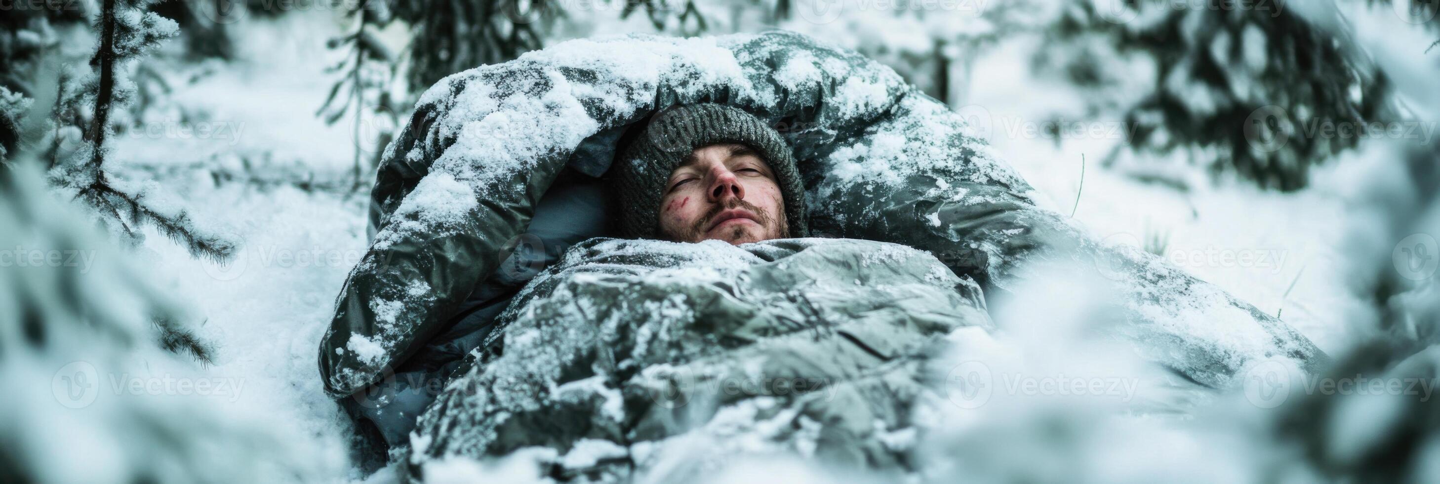 Cold exposure treatment for frostbite and hypothermia recovery in a snowy wilderness setting photo