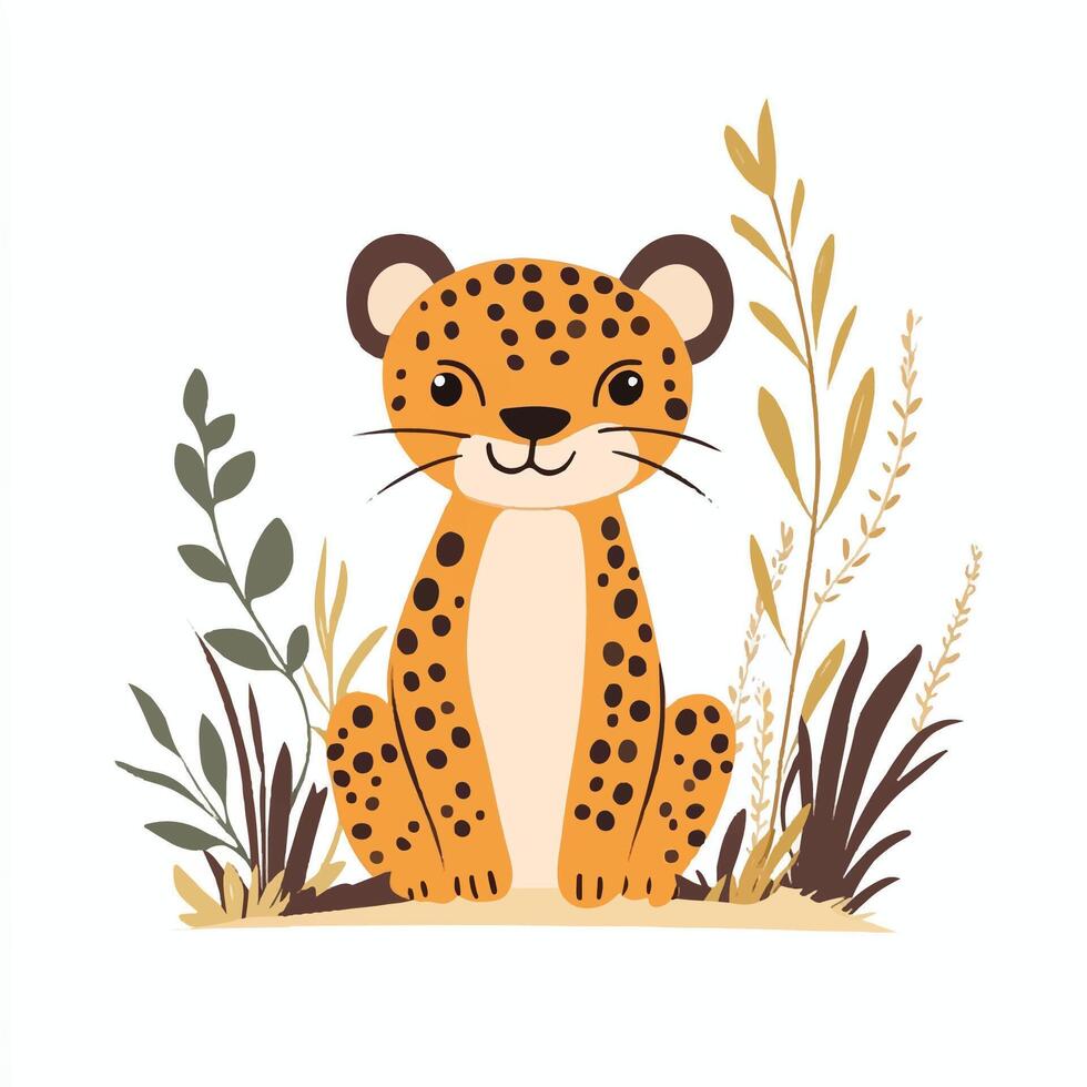 Cute leopard in the jungle illustration vector