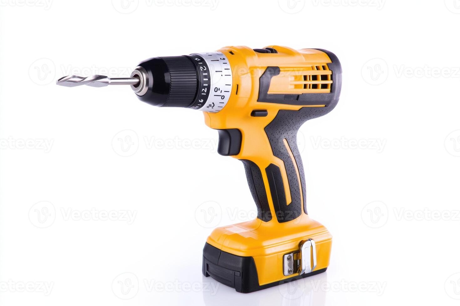 Professional drill captured on a clean white background with sharp details and realistic lighting photo