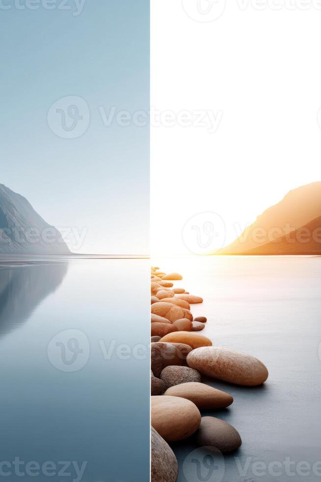 Exploring the divide between natural landscapes and altered perceptions through vibrant visuals photo