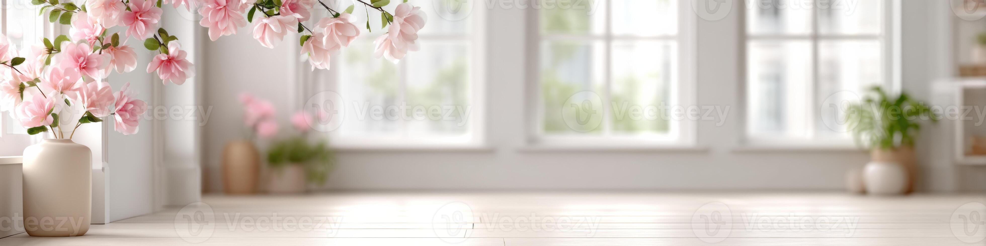 Charming interior filled with colorful artificial flowers that invites creativity and imagination photo