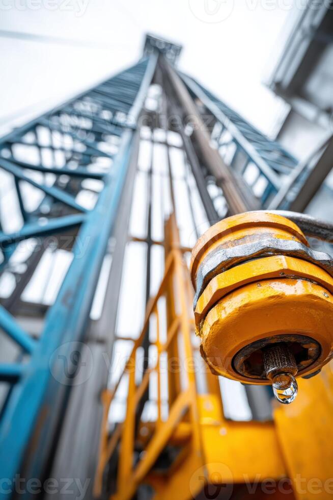 Exploring a vibrant drilling rig factory with powerful machinery and advertising spaces photo