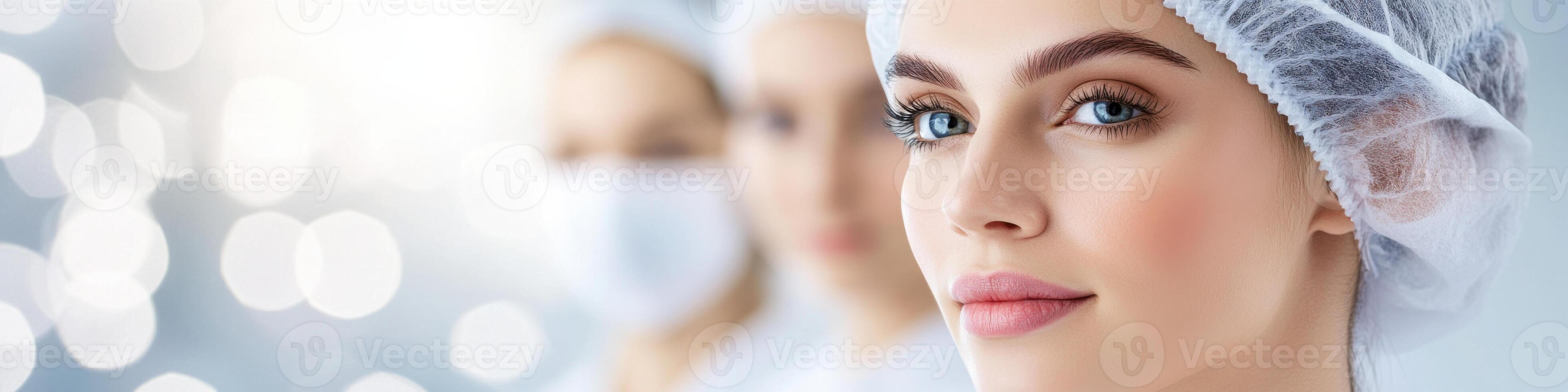 Diverse individuals engage in discussion about Botox treatments in a professional clinic setting photo