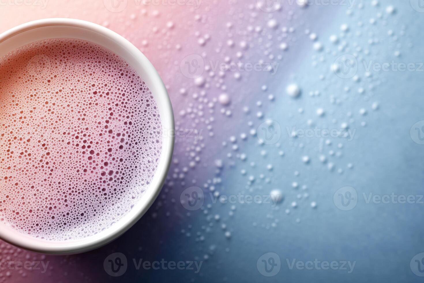 Captivating milk foam art beautifully displayed on a colorful background with space for text photo