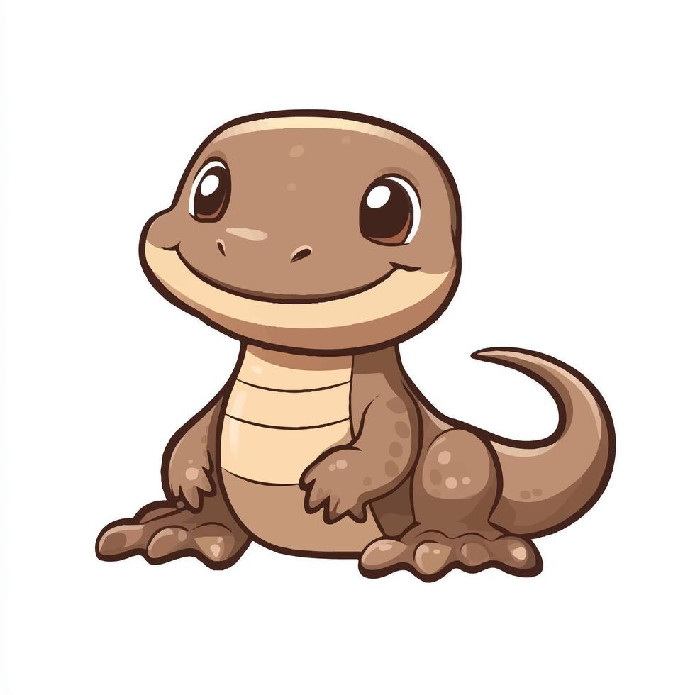 A cartoon lizard sitting down with its eyes closed vector