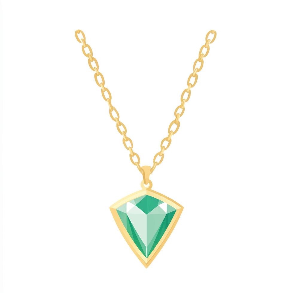 A green stone pendant on a gold chain vector
