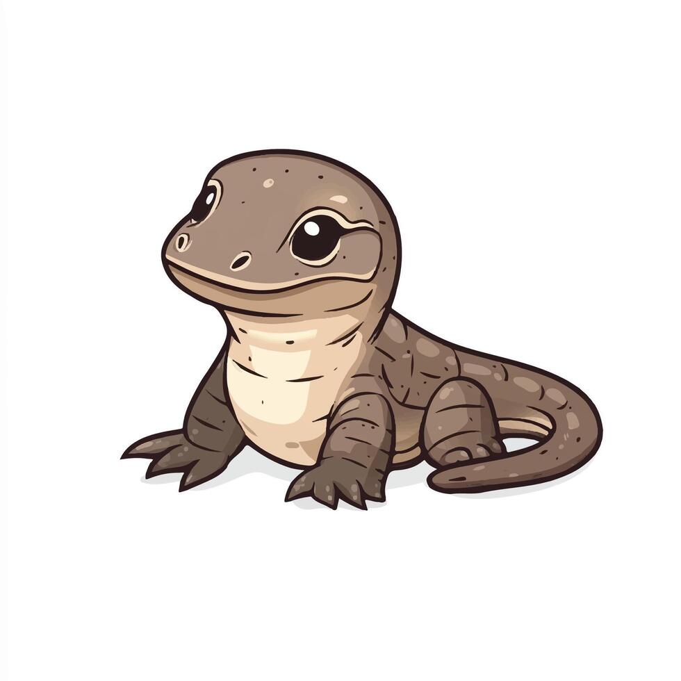 A cartoon lizard sitting down on the ground vector