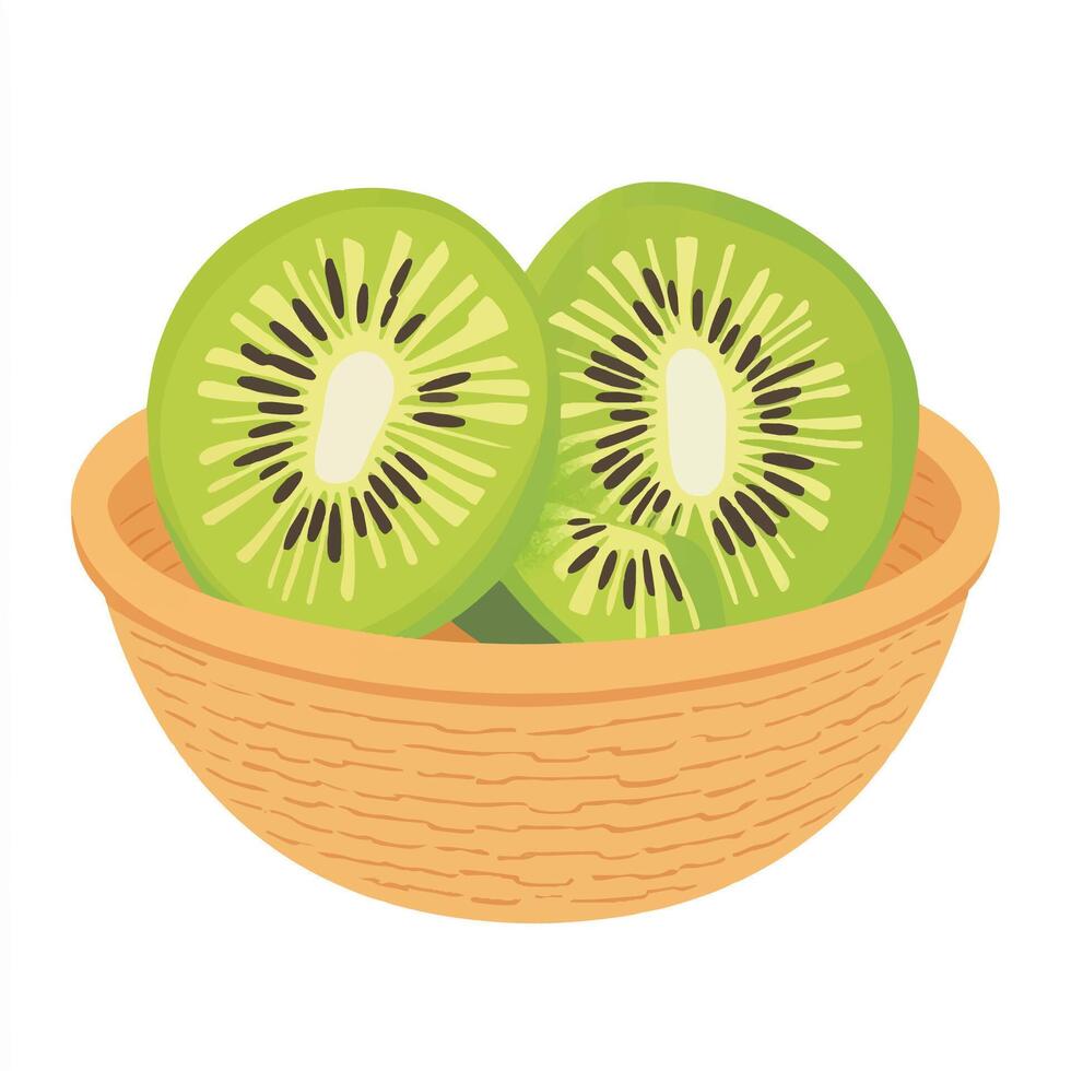 Kiwi fruit in a bowl illustration vector