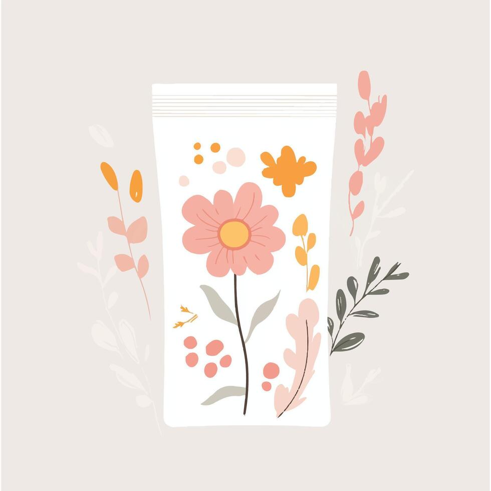 A bag of flowers and leaves on a white background vector