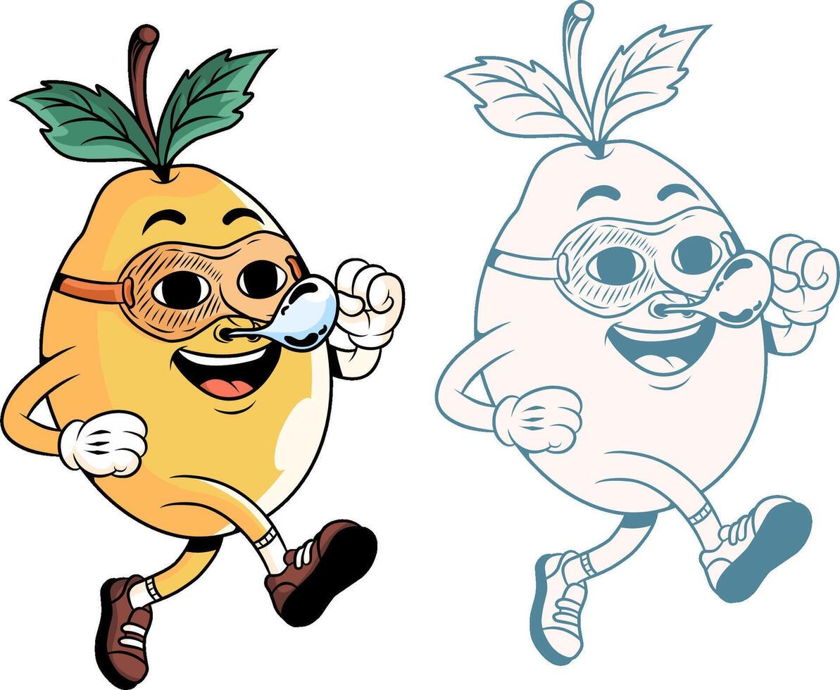 Groovy sleepwalker pear fruit mascot vector