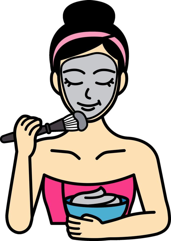 A woman is applying a face mask vector