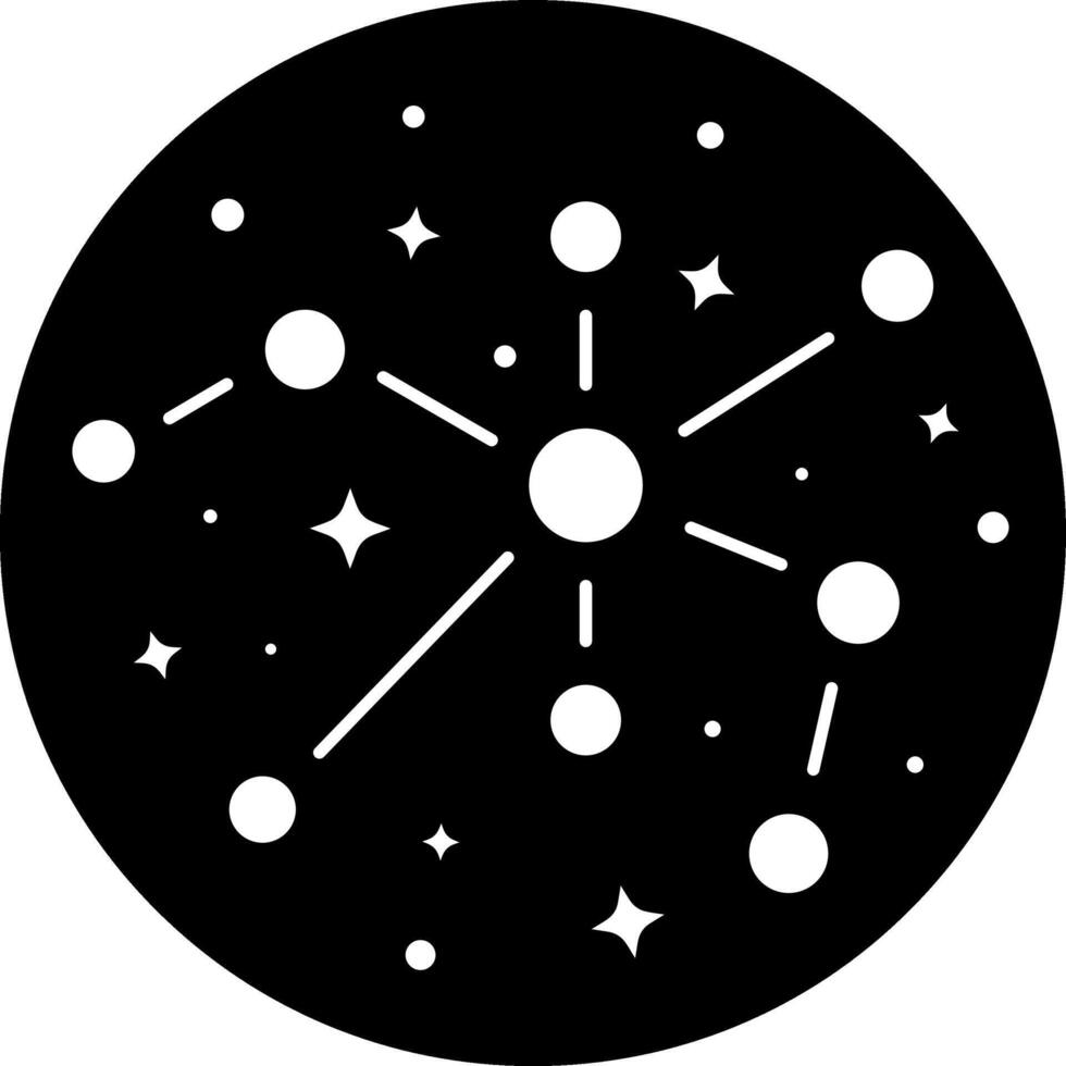 black and white illustration of a starry sky vector