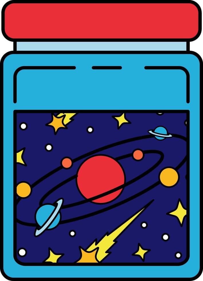 A jar with a space scene in it vector