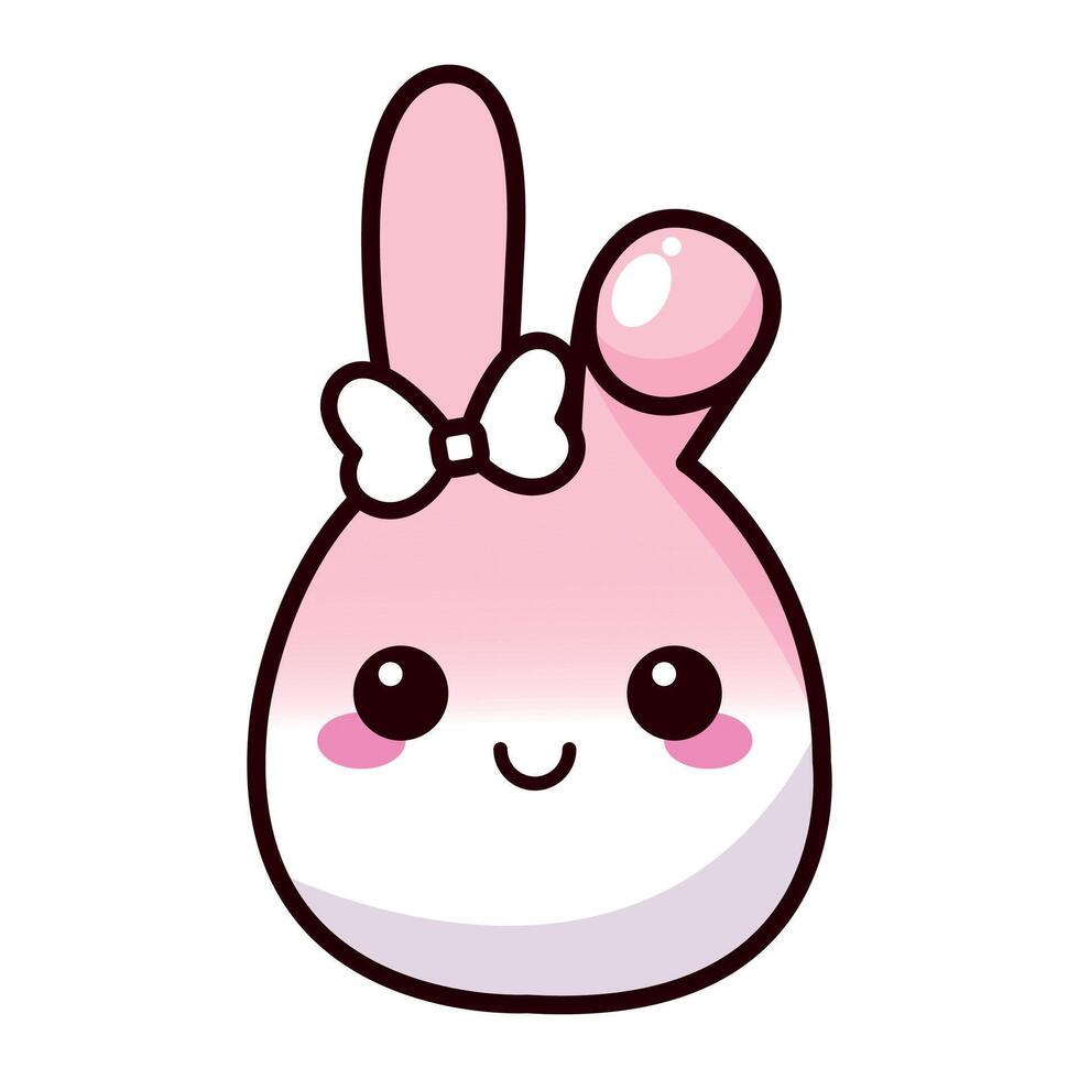 A cute, cartoon-style pink bunny character with a bow. vector