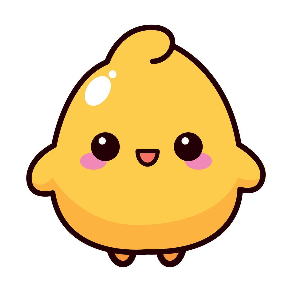 A cute, cartoon-style yellow chick with big eyes and a smiling face. vector