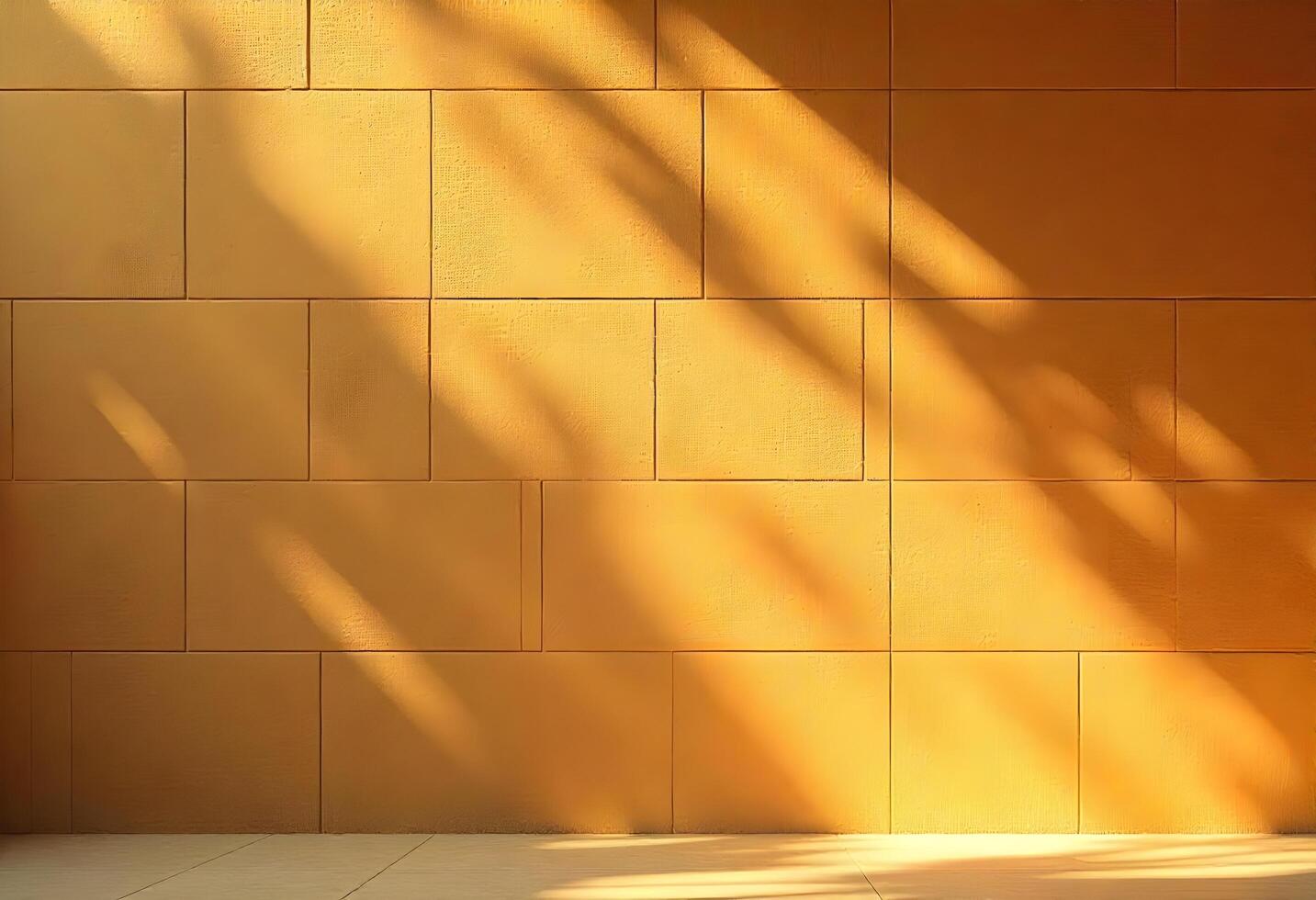 A yellow wall with some light coming through photo